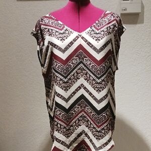 HeartSoul White and Brown Boxy Blouse